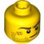 Набор LEGO Minifig Head Beard Stubble, Brown Eyebrows, Crooked Smile, White Pupils and Scar Print [Blocked Open Stud], Желтый