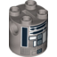 Набор LEGO Brick Round 2 x 2 x 2 Robot Body with White and Black Print [7915], Pearl Light Gray
