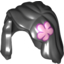 Набор LEGO Minifig Hair Female Mid-Length with Part over Front of Right Shoulder and Pink Flower Print on Left Side, Черный