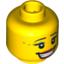 Набор LEGO Minifig Head Female, Thin Black Eyebrows, Eyelashes with Light Blue Mascara, Open Mouth Smile with Teeth and Red Lips, Gray Star Print [Blocked Open Stud], Желтый