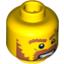 Набор LEGO Minifig Head Male Brown Beard, Brown Eyebrows, Scar Across Left Eyebrow, Open Angry Mouth, White Pupils Print [Blocked Open Stud], Желтый