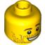 Набор LEGO Minifig Head Male Brown Eyebrows, Open Mouth Smile, Stubble, White Pupils Print [Blocked Open Stud], Желтый