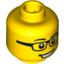 Набор LEGO Minifig Head Glasses with Rectangular Glasses, Open Mouth Smile, White Pupils Print [Blocked Open Stud], Желтый