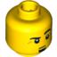 Набор LEGO Minifig Head Male Black Eyebrows, Raised Left Eyebrow, Black Goatee, White Pupils Print [Blocked Open Stud], Желтый