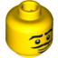 Набор LEGO Minifig Head Male Black Eyebrows, Black Goatee and Moustache, White Pupils Print [Blocked Open Stud], Желтый