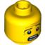 Набор LEGO Minifig Head Male Black Eyebrows, Wrinkles, Scared Look, Open Mouth, White Pupils Print [Blocked Open Stud], Желтый