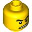 Набор LEGO Minifig Head Male Black Raised Eyebrows, Angry Open Mouth, White Pupils Print [Blocked Open Stud], Желтый