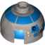 Набор LEGO Brick Round 2 x 2 Dome Top with Blue Print (R2-D2 Clone Wars), Flat Silver