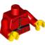 Набор LEGO Torso Rounded Collar, Gold Buttons and Black Belt Print / Red Arms / Yellow Hands, Красный