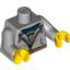 Набор LEGO Torso Sweatshirt with Orange Zipper and Dark Blue T-Shirt Print / Light Bluish Gray Arms / Yellow Hands, Светлый сине-серый