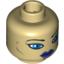 Набор LEGO Minifig Head Dual Sided Alien with SW Luminara Unduli Purple Lips and Large Blue Eyes / Protective Eye Mask Print [Blocked Open Stud], Tan