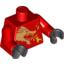 Набор LEGO Torso Ninjago Gold Dragon Head and Flames Front and 'Kai' Back Print / Red Arms / Black Hands, Красный