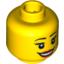 Набор LEGO Minifig Head Dual Sided Female with Eyelashes and Red Lips Red Lips, Smile / Annoyed Print [Blocked Open Stud], Желтый