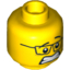 Набор LEGO Minifig Head Dual Sided Black Glasses, Smiling / Scared Print [Hollow Stud], Желтый