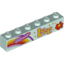 Набор LEGO Brick 1 x 6 with 'GROOVY', 'LOVE', Rainbow and Flower Print, Light Aqua