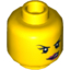Набор LEGO Minifig Head Dual Sided Female with Dark Pink Lips, Eyelashes, Purple Eyeshadow Conniving / Angry Print [Blocked Open Stud], Желтый