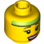 Набор LEGO Minifig Head Female with Eyelashes, Red Lips, Open Smile and Lime Head Band Print [Blocked Open Stud], Желтый