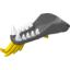 Набор LEGO Dragon Head (Ninjago) Lower Jaw with White Teeth and Yellow Spines Print, Темный сине-серый
