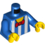 Набор LEGO Torso White Vertical Stripes and Red Bowtie Print / Blue Arms / Yellow Hands, Голубой