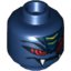 Набор LEGO Minifig Head Alien with Red Snake Eyes and Mouth with Fangs Print [Hollow Stud], Темно-синий
