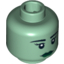 Набор LEGO Minifig Head Female with Black Eyebrows, Eyelashes, White Pupils, Dark Green Lips Print [Blocked Open Stud], Sand Green