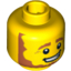 Набор LEGO Minifig Head Beard Brown Angular Bushy with White Pupils and Open Mouth Smirk Print [Blocked Open Stud], Желтый