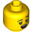 Набор LEGO Minifig Head Dual Sided Black Eyebrows, Yawning / Asleep Print [Blocked Open Stud], Желтый