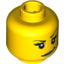 Набор LEGO Minifig Head Female with Black Arched Eyebrows, Eyelashes, Smirk with Silver Lips Print [Blocked Open Stud], Желтый