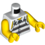Набор LEGO Minifig Torso Town Prisoner Shirt with Prison Stripes and Torn out Sleeves Print / Yellow Arms / Yellow Hands, Белый