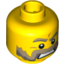 Набор LEGO Minifig Head Moustache Mutton Chops with Brown and Gray Sideburns, Brown and Gray Eyebrows, Pupils Print [Blocked Open Stud], Желтый