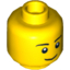 Набор LEGO Minifig Head Black Eyebrows, Thin Grin, Black Eyes with White Pupils Print [Hollow Stud], Желтый
