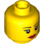 Набор LEGO Minifig Head Female with Black Thin Eyebrows, Eyelashes, White Pupils and Red Lips Smile Print [Hollow Stud], Желтый