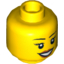 Набор LEGO Minifig Head Female with Peach Lips, Open Mouth Smile, Black Eyebrows Print [Hollow Stud], Желтый