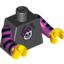 Набор LEGO Torso Hooded Sweatshirt with Pocket, Drawstring and Minifig Skull Print / Magenta Arms with Black Stripes / Yellow Hands, Черный