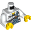 Набор LEGO Torso Town Prisoner Torn Overalls over Prison Stripes Print / White Arms / Yellow Hands, Белый