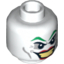 Набор LEGO Minifig Head Dual Sided Green Eyebrows, Red Lips, Wide Smile / Smirk Print (Joker) [Hollow Stud], Белый