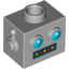 Набор LEGO Minifig Head Robot with Blue Eyes and Red/Yellow Teeth Display, Светлый сине-серый