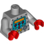 Набор LEGO Torso Robot with Silver Rivets, Yellow Gauges, Red Knobs and Yellow Screen Print / Light Bluish Gray Arms / Red Hands, Светлый сине-серый