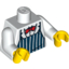 Набор LEGO Torso Dark Blue Apron with White Stripes, Red Bow Tie Print / White Arms / Yellow Hands, Белый