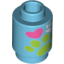 Набор LEGO Brick Round 1 x 1 Open Stud with Paws and Heart Print, Medium Azure