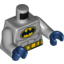 Набор LEGO Torso Batman Logo in Yellow Oval with Muscles and Yellow Belt Front and Back Print / Light Bluish Gray Arms / Dark Blue Hands, Светлый сине-серый
