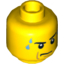 Набор LEGO Minifig Head Male Stern Black Eyebrows, White Pupils, Frown, Sweat Drops Print [Hollow Stud], Желтый