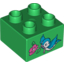 Набор LEGO Duplo, Brick 2 x 2 with Bluebird and Dark Pink Flower Print, Ярко-зеленый