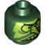 Набор LEGO Minifig Head with Lime Grimace, Large Eyes, Long Nose and Large Teeth Print [Hollow Stud], Темно-зеленый