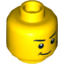 Набор LEGO Minifig Head Dual Sided Black Eyebrows, White Pupils, Scratches, Determined / Scared Print [Hollow Stud], Желтый