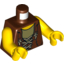 Набор LEGO Torso Dino Vest with String Print / Yellow Arms / Yellow Hands, Красно-коричневый