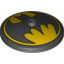 Набор LEGO Dish 4 x 4 Inverted [Radar] with Inverse Yellow Batman Symbol Print, Черный