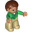 Набор LEGO Duplo Figure Female with Reddish Brown Pageboy Hair and Light Flesh Face - ZOO on Front and Back Shirt - Tan Legs, Зеленый