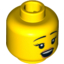 Набор LEGO Minifig Head Dual Sided Female with Black Eyebrows and Eyelashes, Open Mouth / Frown Print [Blocked Open Stud], Желтый