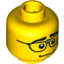 Набор LEGO Minifig Head Male Thick Black Eyebrows, Repaired Glasses, Nervous Smile Print [Blocked Open Stud], Желтый